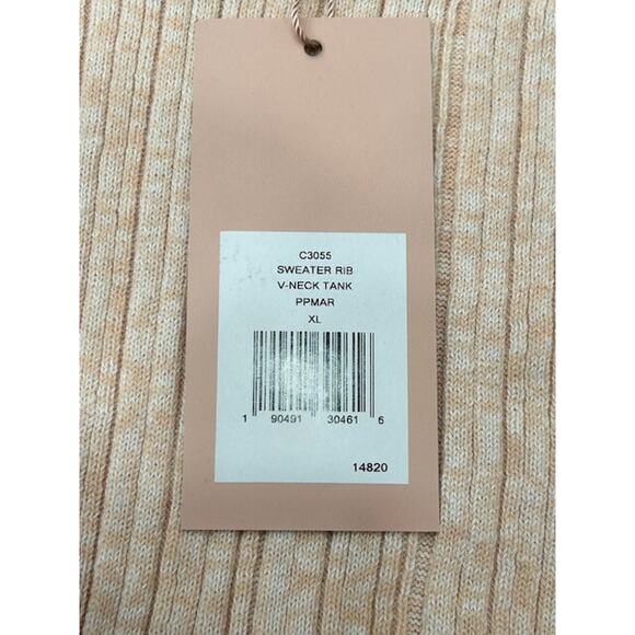 Eberjey Womens Infinite V-Neck Ribbed Sweater Tank Top Pullover Pink Sz XL NWT - Picture 4 of 10